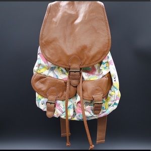 H&M Tropical Parrot Drawstring Front Flap Backpack